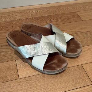 UGG White and Silver Sandals